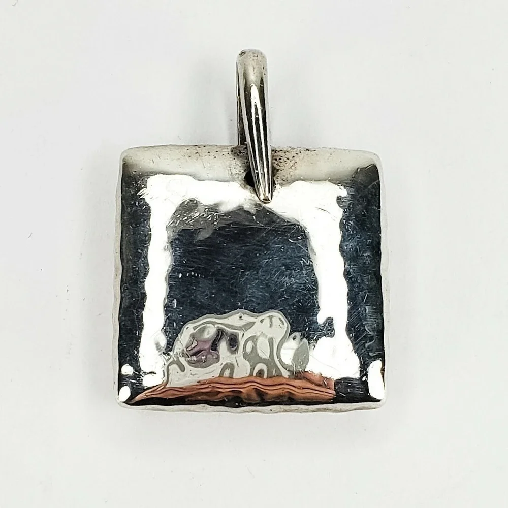 Silpada Pendant Sterling Silver 925 Hammered‎ Square Heavy Large Bail